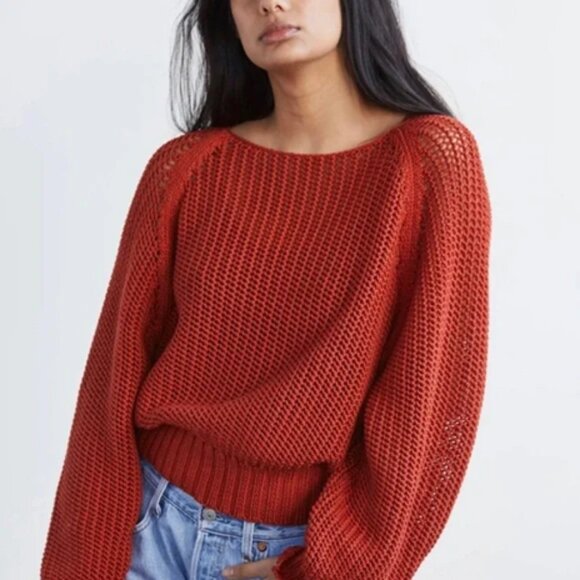 Misha And Puff Sweaters - Misha and Puff Adult Net Stitch Sweater in Paprika Medium